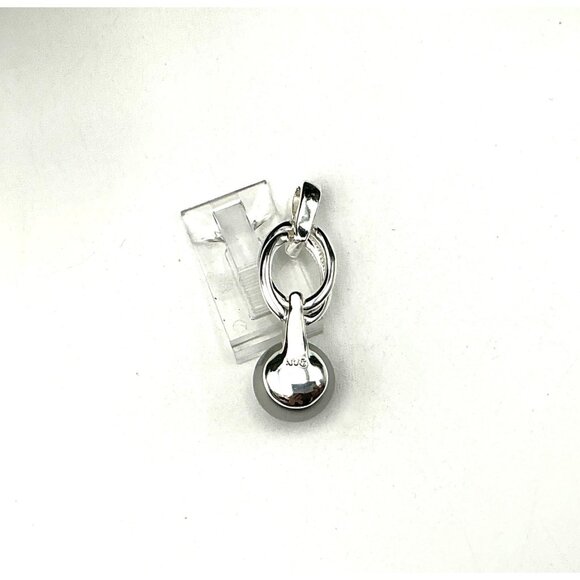 Grey Faux Pearl and CZ  Silver Tone Pendant by NVIC - Picture 4 of 4